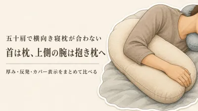 横向き寝枕と肩まで支える抱き枕を比較｜レビュー数・厚み・反発・カバーで選ぶ